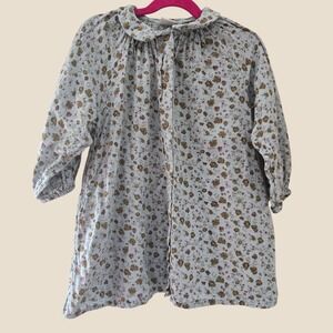 Next Kids Blue Floral Cotton Gauze Tunic Top Peter Pan Collar Size 3-4 Years